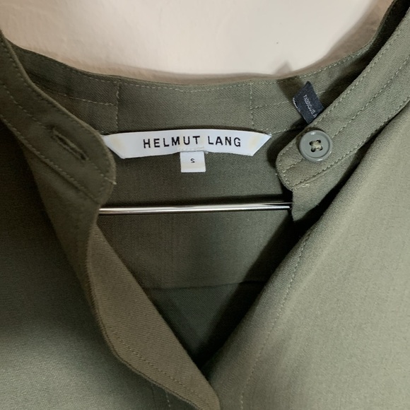 Helmut Lang Blouse Button Down Organza Green Luxe Minimal Size Small - Picture 7 of 8